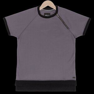 Reese De Luca Grey Raglan Scuba T-Shirt with Zipper